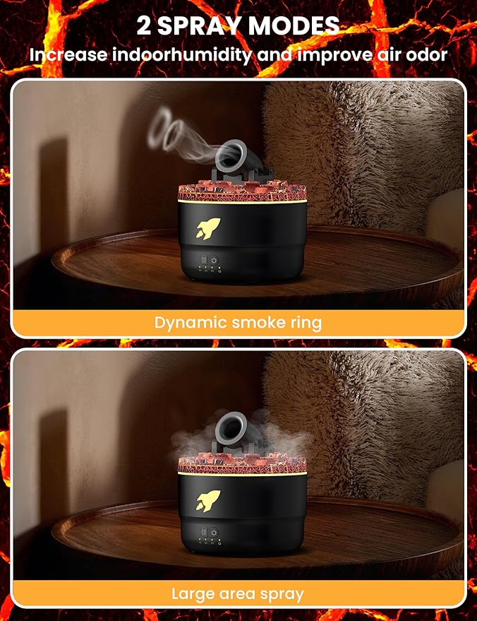 Cannon Blast Turret Humidifier Silent Diffuser with Colorful LED Lights