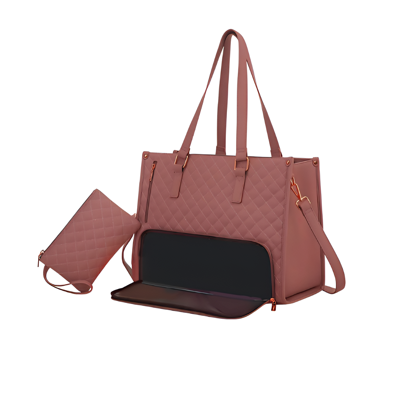 Quilted Luxe Tote – 3-in-1 Lunch, Laptop & Style Bag