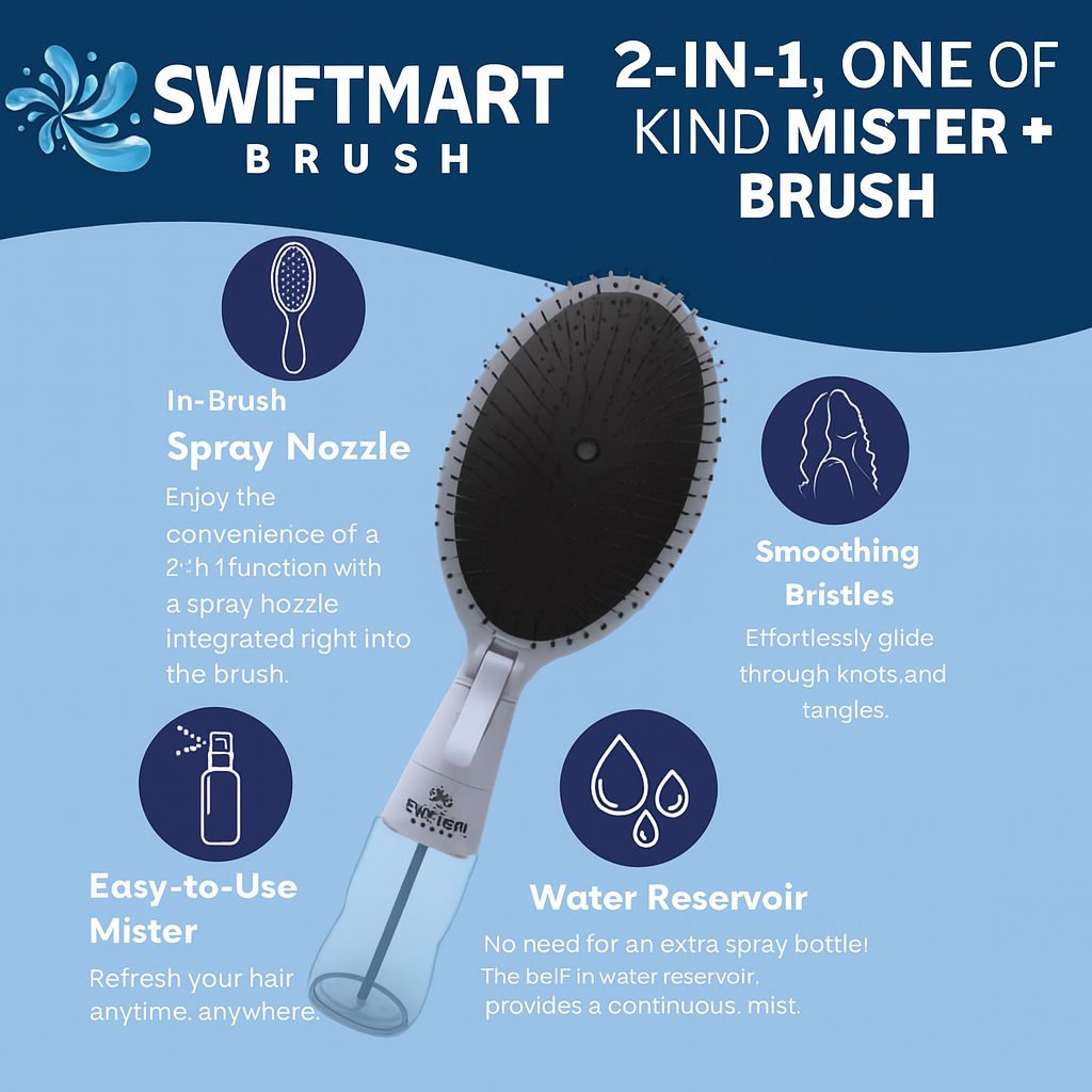 2-in-1 Hairbrush & Mister for Effortless Wet & Dry Styling ( PACK OF 2 )