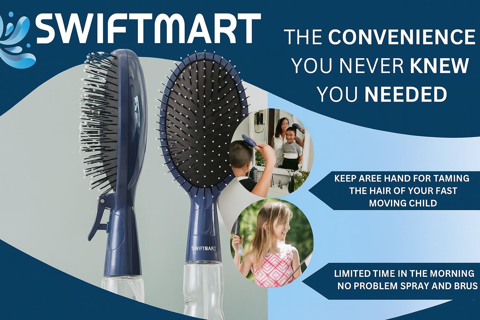 2-in-1 Hairbrush & Mister for Effortless Wet & Dry Styling ( PACK OF 2 )