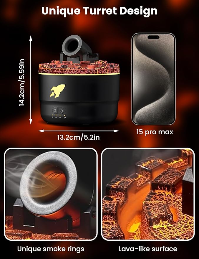 Cannon Blast Turret Humidifier Silent Diffuser with Colorful LED Lights