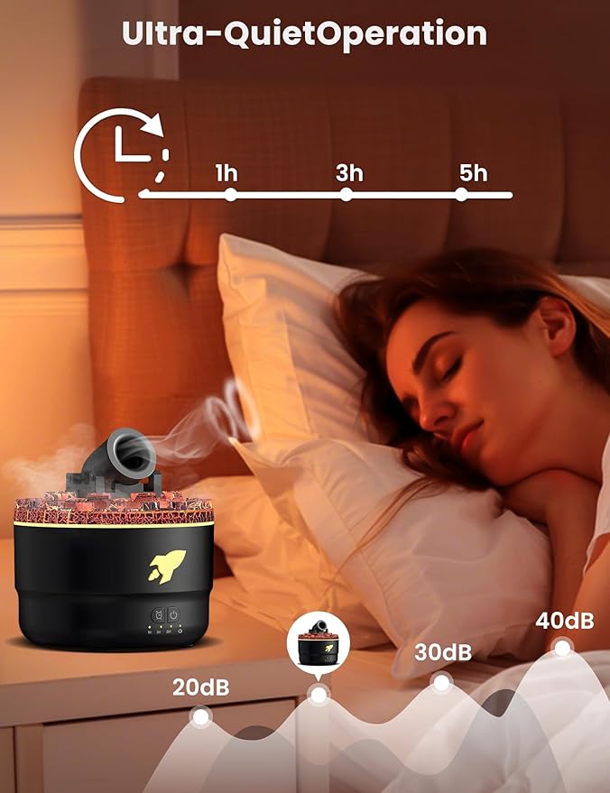 Cannon Blast Turret Humidifier Silent Diffuser with Colorful LED Lights