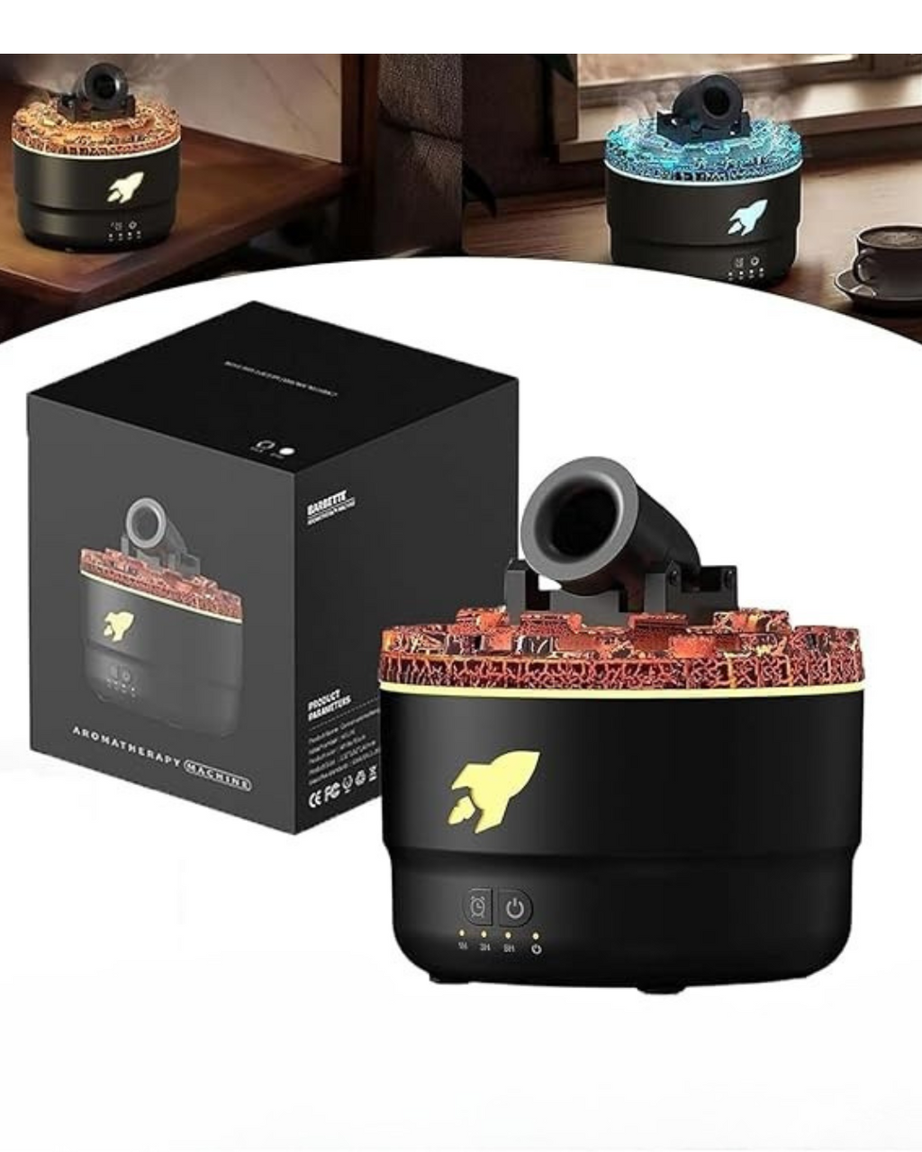 Cannon Blast Turret Humidifier Silent Diffuser with Colorful LED Lights