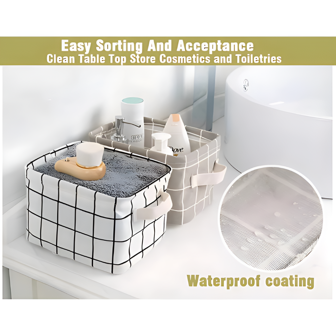 Foldable Storage Basket Canvas Fabric Waterproof