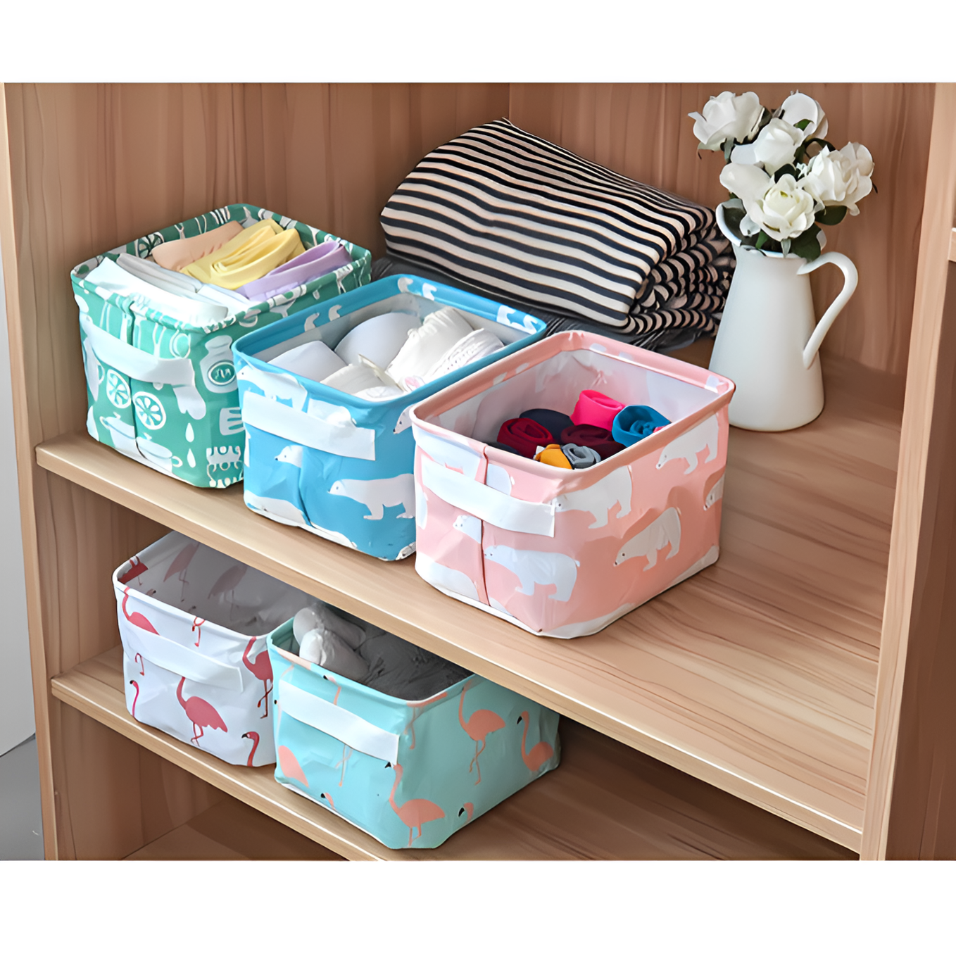 Foldable Storage Basket Canvas Fabric Waterproof