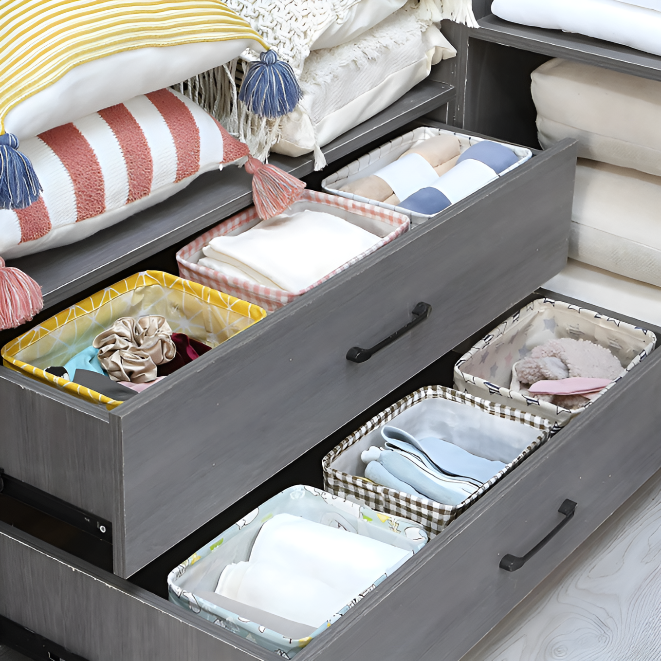 Foldable Storage Basket Canvas Fabric Waterproof