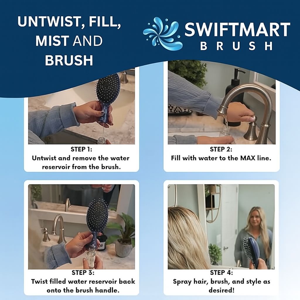 2-in-1 Hairbrush & Mister for Effortless Wet & Dry Styling ( PACK OF 2 )