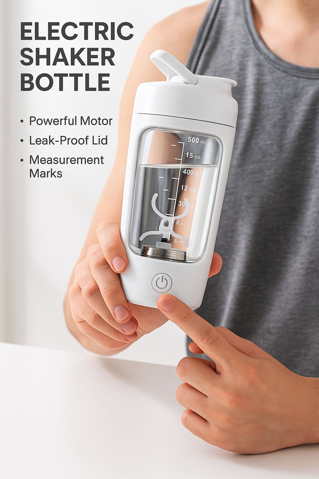 Electric Shaker Bottle for Protein Mixes USB Rechargeable (Pack of 2)